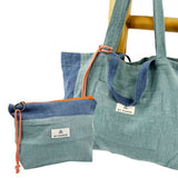 Pack Lino Verde Bolsa Shopper y Neceser